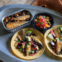 Provisions Sardines & Beans: Black Beans, Corn & Salsa