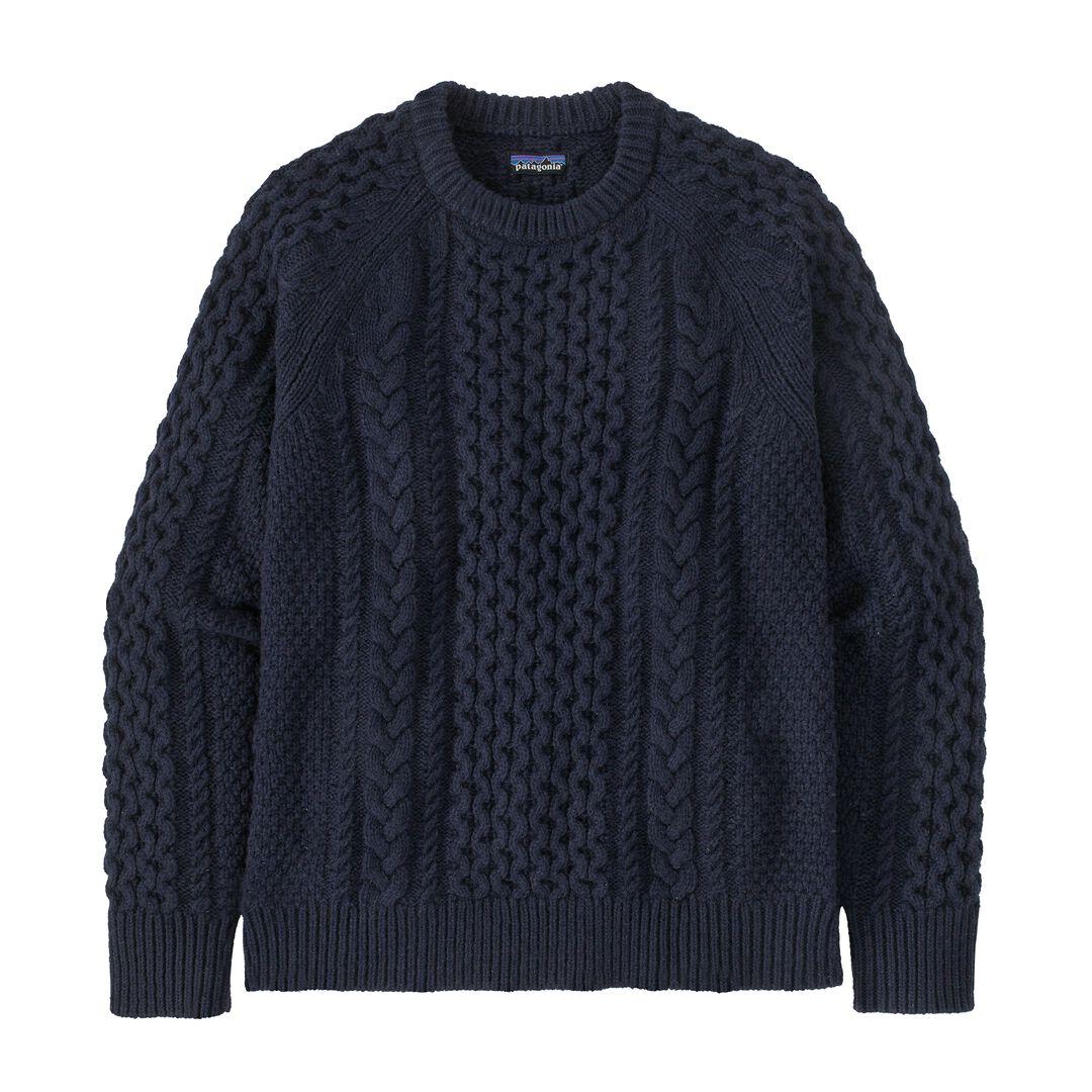 Recycled Wool-Blend Cable-Knit Crewneck Sweater