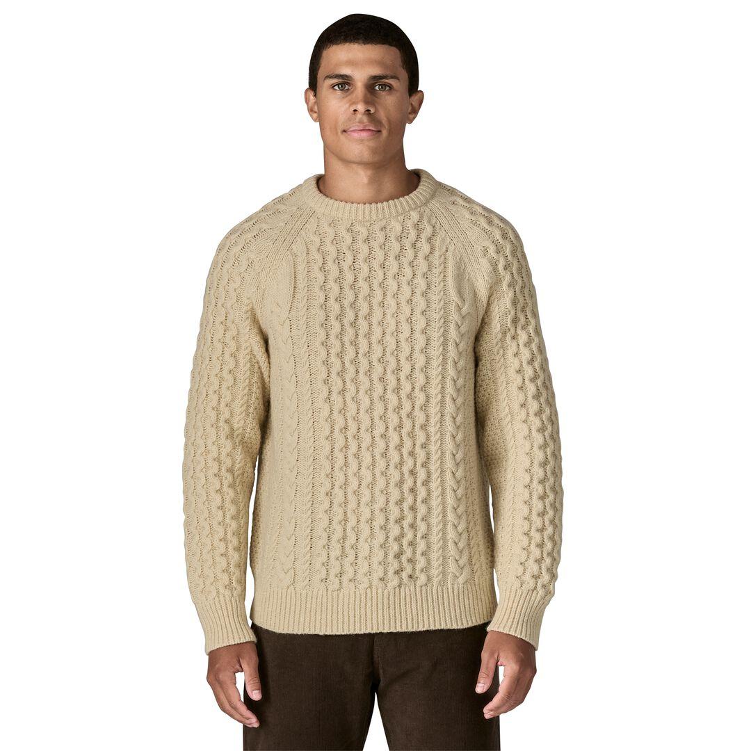 Recycled Wool-Blend Cable-Knit Crewneck Sweater